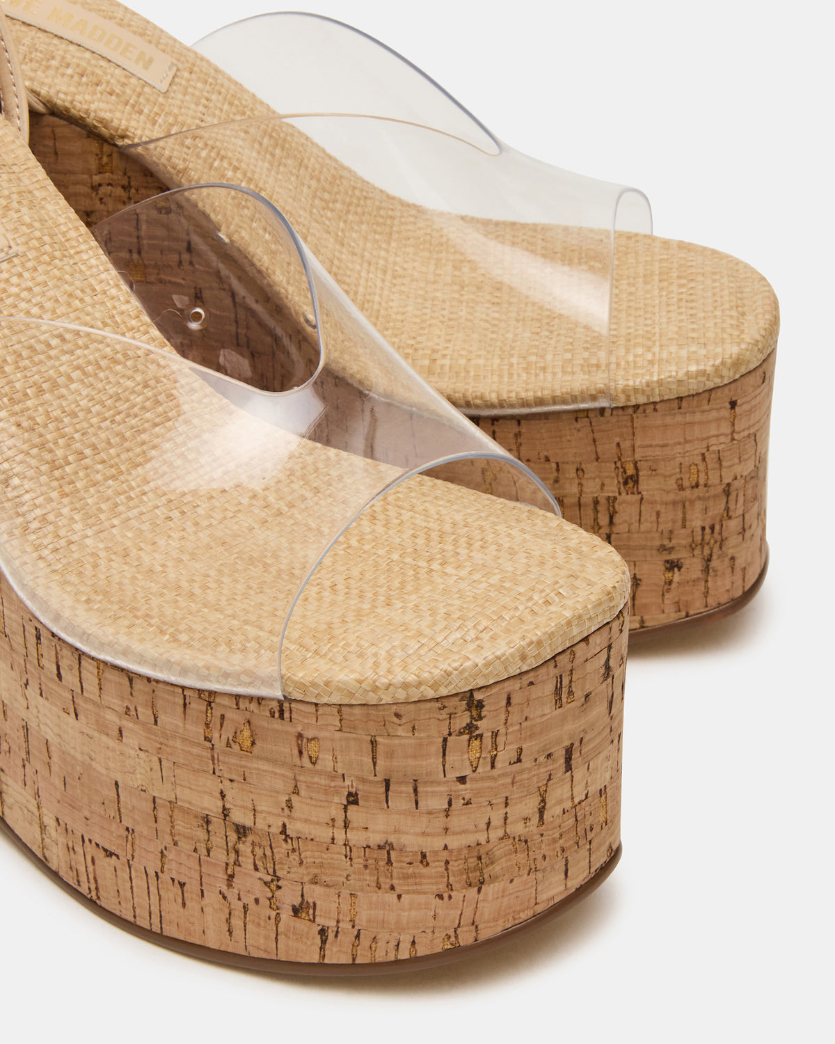 SINAI Clear Square-Toe Platform Wedge Strappy Women's Sandal Steve Madden CLEAR