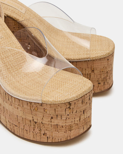 SINAI Clear Square-Toe Platform Wedge Strappy Women's Sandal Steve Madden CLEAR