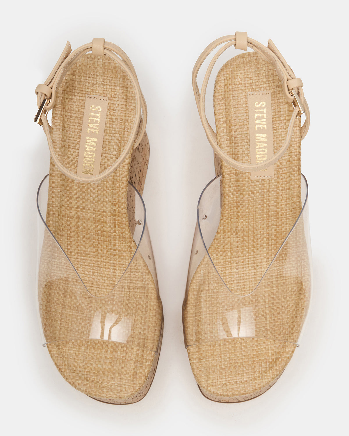 SINAI Clear Square-Toe Platform Wedge Strappy Women's Sandal Steve Madden CLEAR