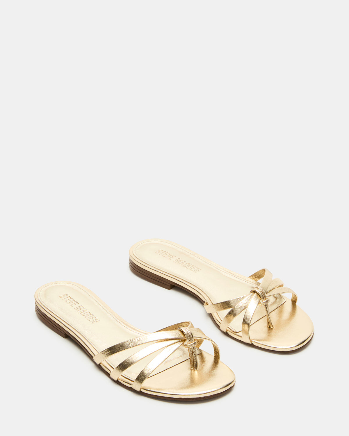 CALISSI Champagne Leather Strappy Women's Slide Sandal Steve Madden CHAMPAGNE LEATHER