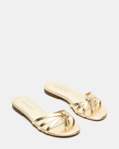 CALISSI Champagne Leather Strappy Women's Slide Sandal Steve Madden CHAMPAGNE LEATHER