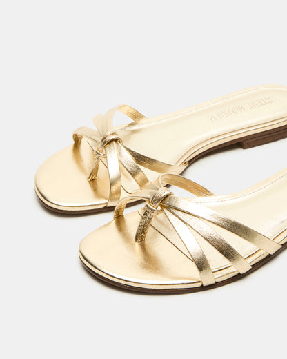 CALISSI Champagne Leather Strappy Women's Slide Sandal Steve Madden CHAMPAGNE LEATHER
