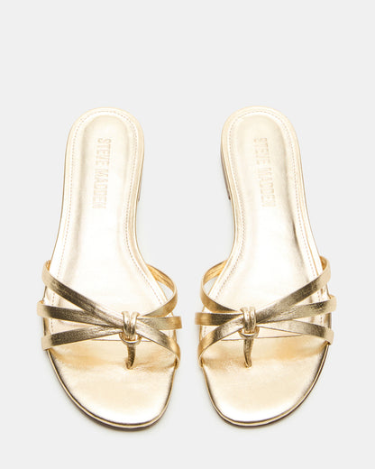 CALISSI Champagne Leather Strappy Women's Slide Sandal Steve Madden CHAMPAGNE LEATHER