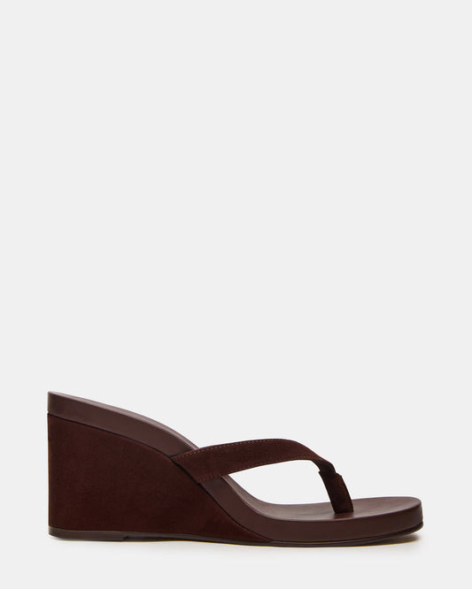 PLAYING Brown Suede Thong Wedge Women's Sandal Steve Madden BROWN SUEDE