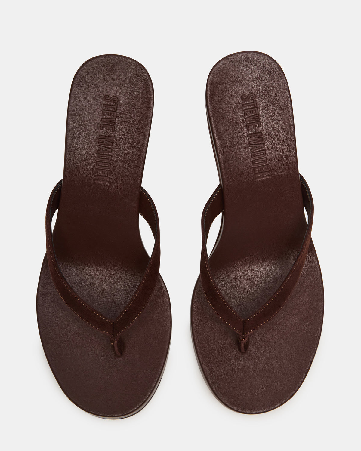 PLAYING Brown Suede Thong Wedge Women's Sandal Steve Madden BROWN SUEDE