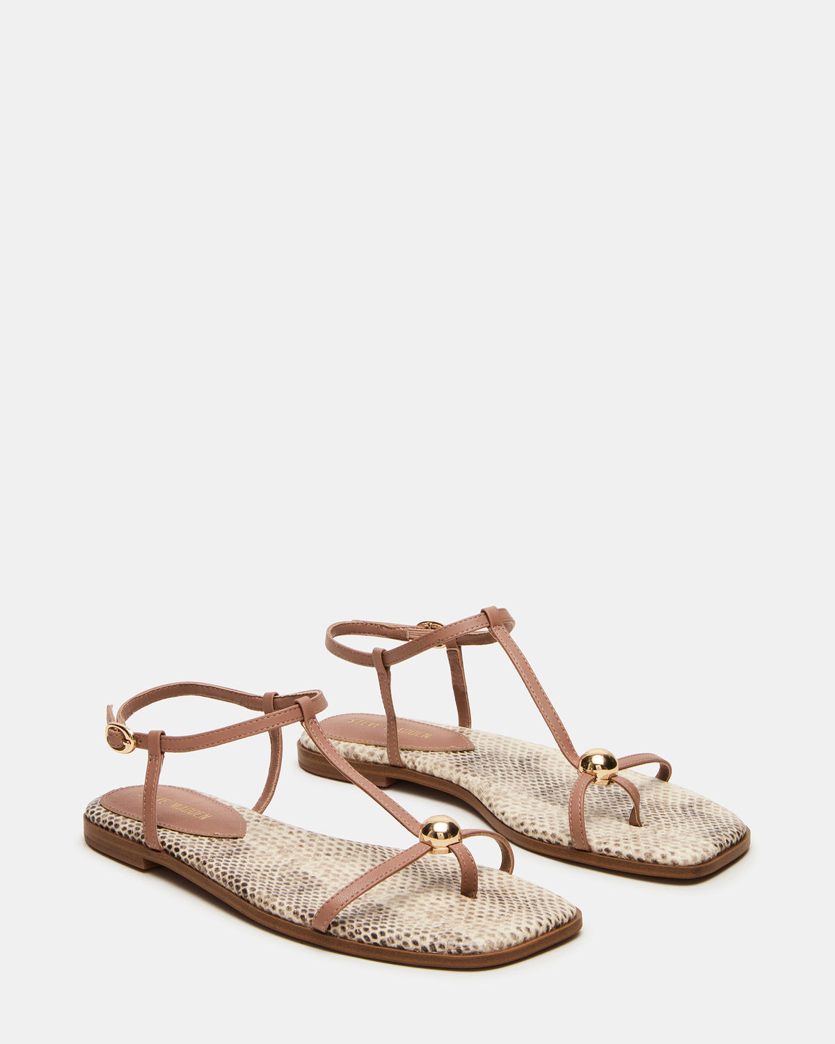 RITZY Natural Snake Square-Toe Strappy Women's Sandal Steve Madden NATURAL SNAKE