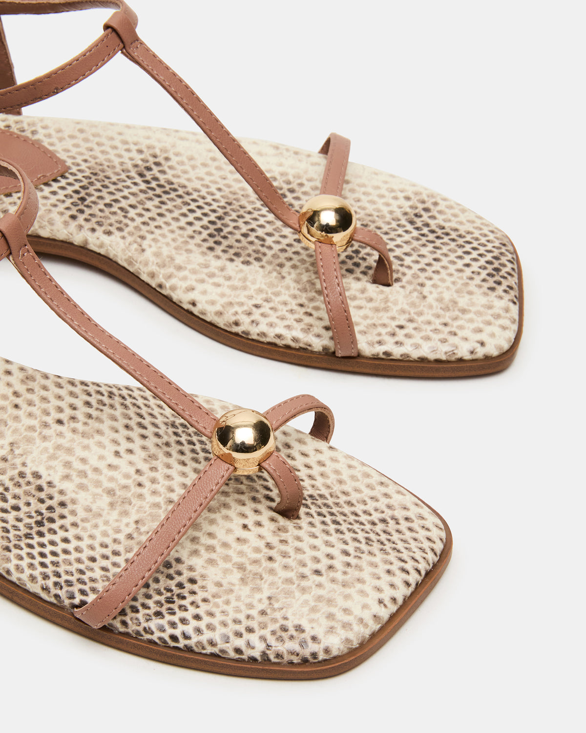 RITZY Natural Snake Square-Toe Strappy Women's Sandal Steve Madden NATURAL SNAKE