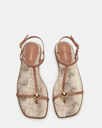 RITZY Natural Snake Square-Toe Strappy Women's Sandal Steve Madden NATURAL SNAKE