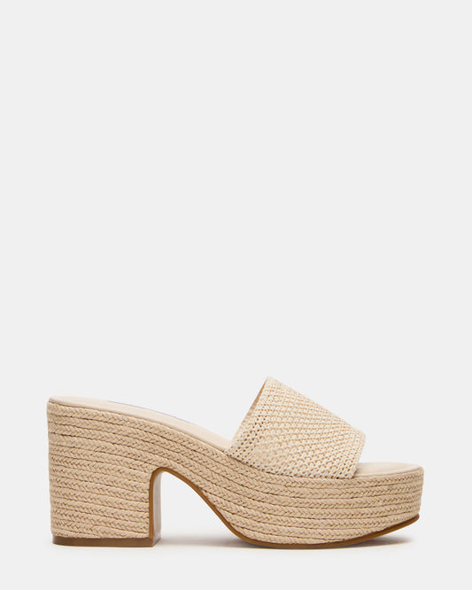 TRIPPY Natural Raffia Platform Mule Women's Sandal Steve Madden NATURAL