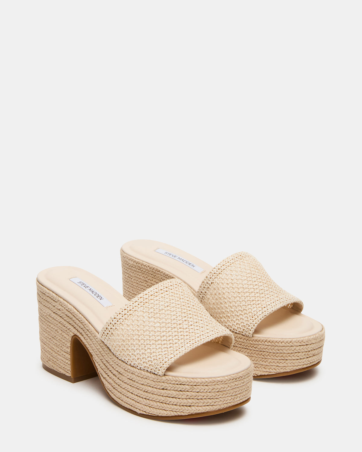 TRIPPY Natural Raffia Platform Mule Women's Sandal Steve Madden NATURAL