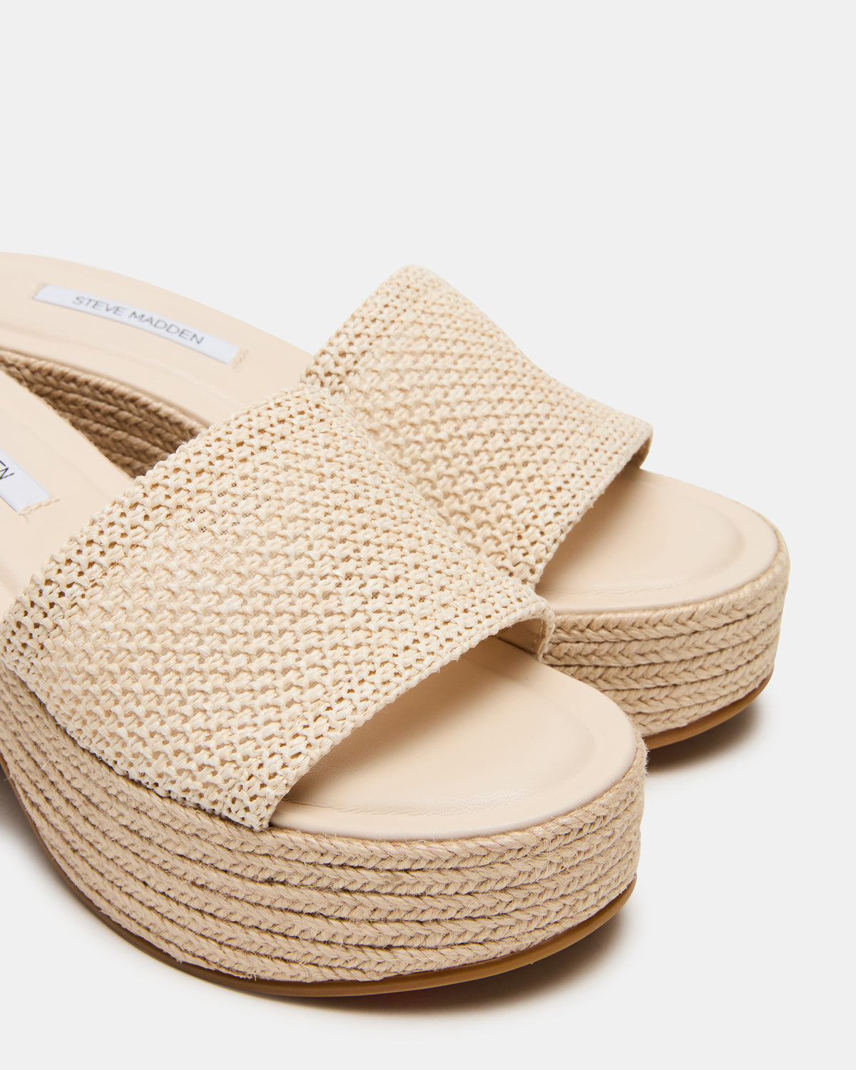 TRIPPY Natural Raffia Platform Mule Women's Sandal Steve Madden NATURAL