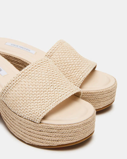 TRIPPY Natural Raffia Platform Mule Women's Sandal Steve Madden NATURAL