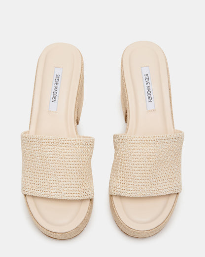 TRIPPY Natural Raffia Platform Mule Women's Sandal Steve Madden NATURAL