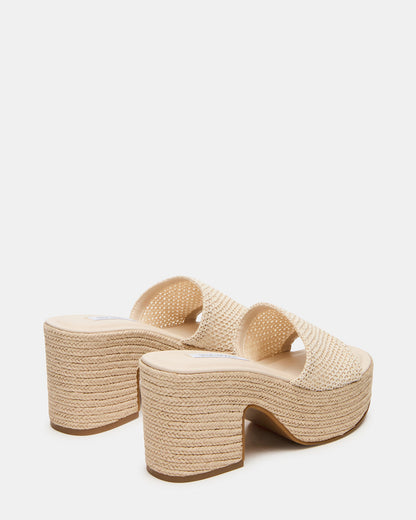 TRIPPY Natural Raffia Platform Mule Women's Sandal Steve Madden NATURAL
