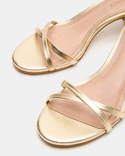 RAE Gold Leather Strappy Block Heel Women's Sandal Steve Madden GOLD LEATHER