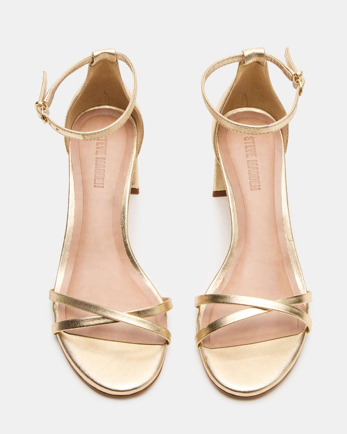 RAE Gold Leather Strappy Block Heel Women's Sandal Steve Madden GOLD LEATHER