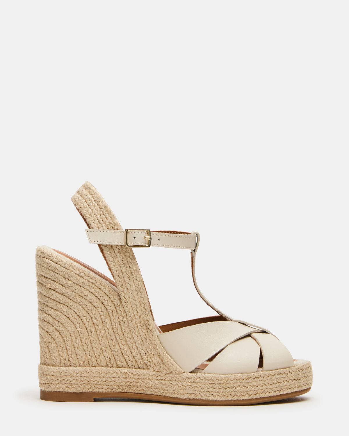 THELMA Bone Leather Espadrille Wedge Ankle Strap Women's Sandal Steve Madden BONE LEATHER