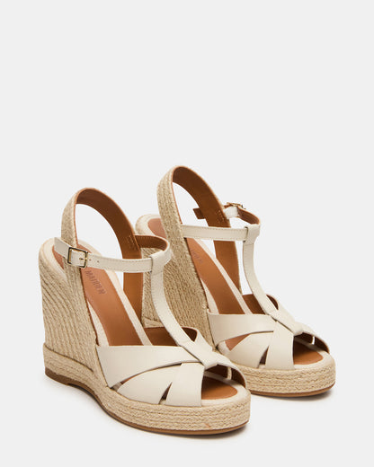 THELMA Bone Leather Espadrille Wedge Ankle Strap Women's Sandal Steve Madden BONE LEATHER