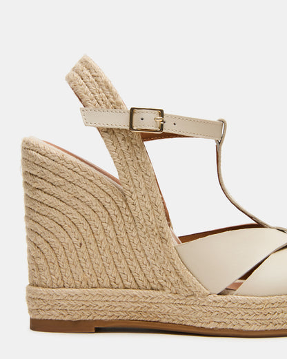 THELMA Bone Leather Espadrille Wedge Ankle Strap Women's Sandal Steve Madden BONE LEATHER