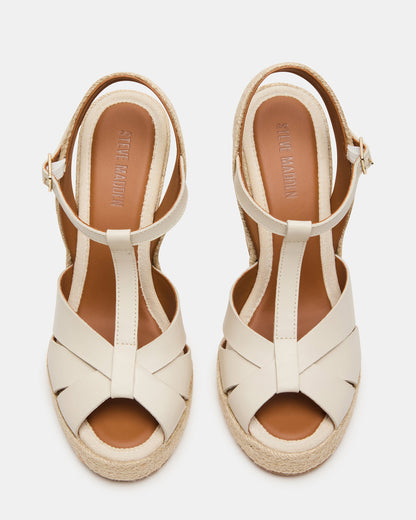 THELMA Bone Leather Espadrille Wedge Ankle Strap Women's Sandal Steve Madden BONE LEATHER