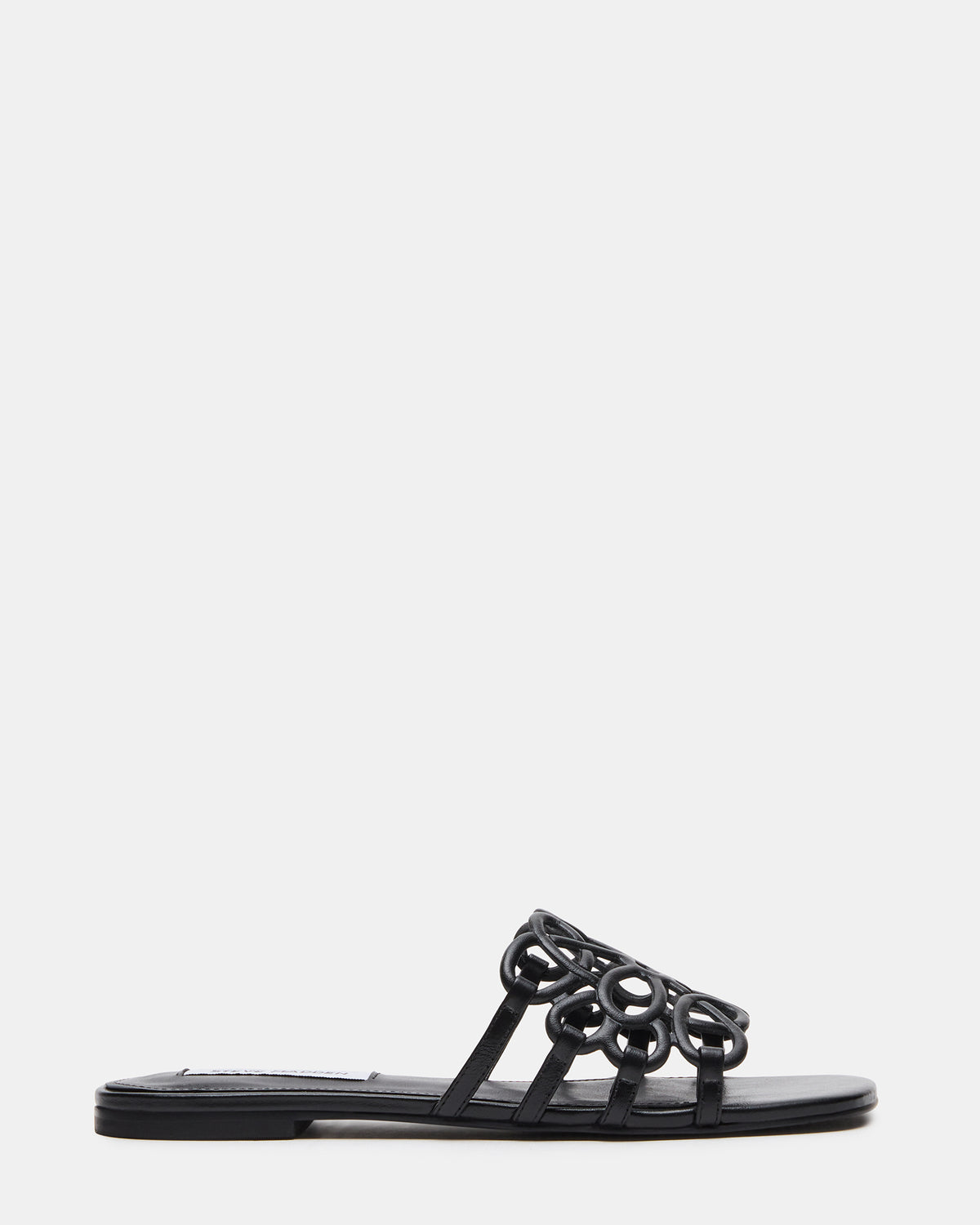 LOTUS Black Leather Square-Toe Slide Women's Sandal Steve Madden BLACK LEATHER