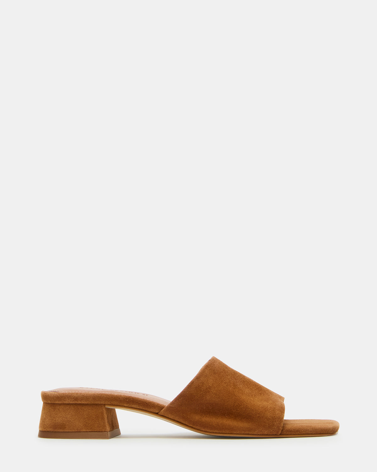 MONTGOMERY Chestnut Suede Square-Toe Slide Mule Women's Sandal Steve Madden CHESTNUT SUEDE