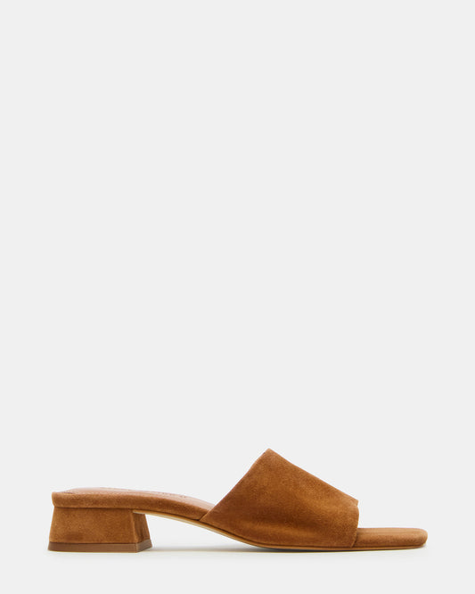 MONTGOMERY Chestnut Suede Square-Toe Slide Mule Women's Sandal Steve Madden CHESTNUT SUEDE