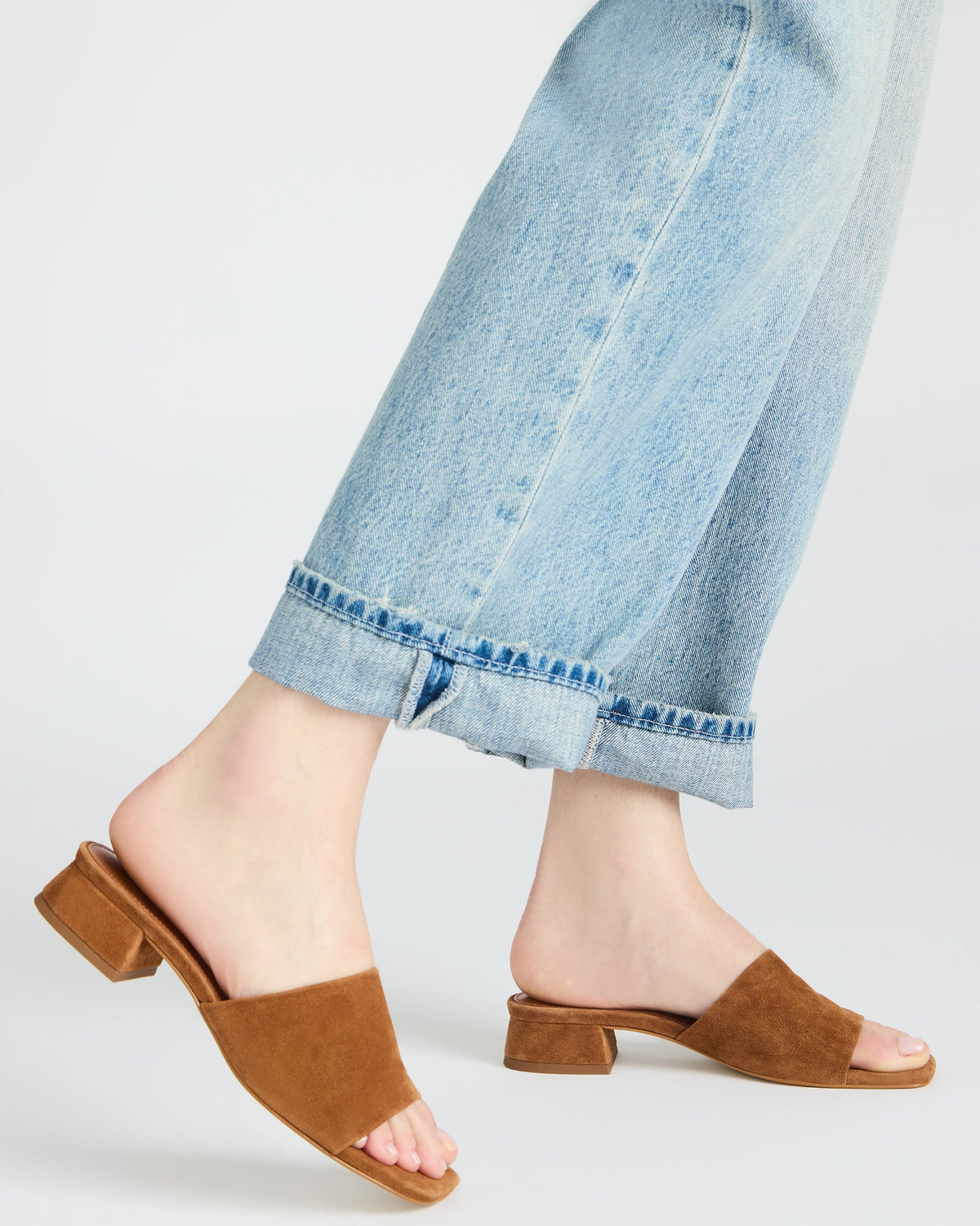 MONTGOMERY Chestnut Suede Square-Toe Slide Mule Women's Sandal Steve Madden CHESTNUT SUEDE