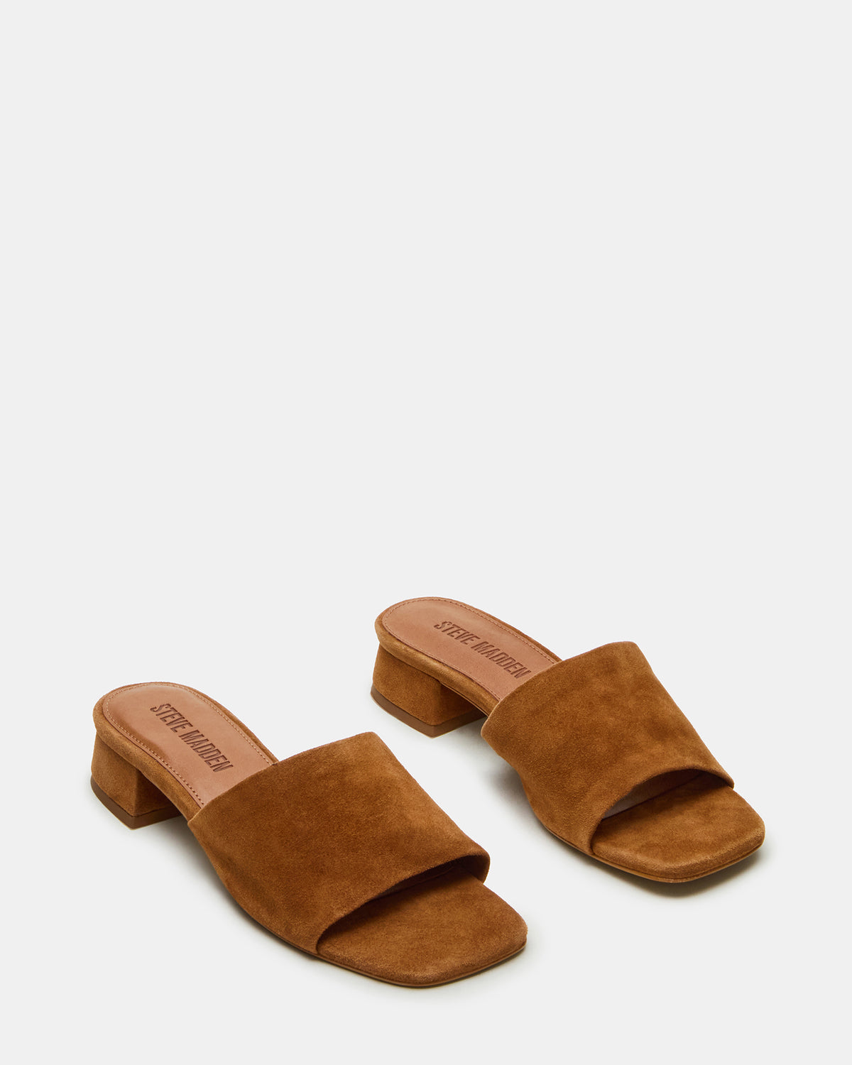 MONTGOMERY Chestnut Suede Square-Toe Slide Mule Women's Sandal Steve Madden CHESTNUT SUEDE