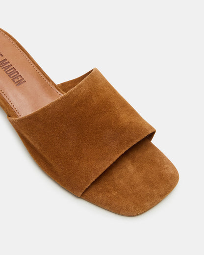 MONTGOMERY Chestnut Suede Square-Toe Slide Mule Women's Sandal Steve Madden CHESTNUT SUEDE