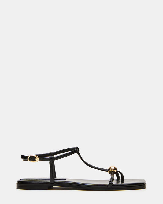 RITZY Black Square-Toe Strappy Women's Sandal Steve Madden BLACK