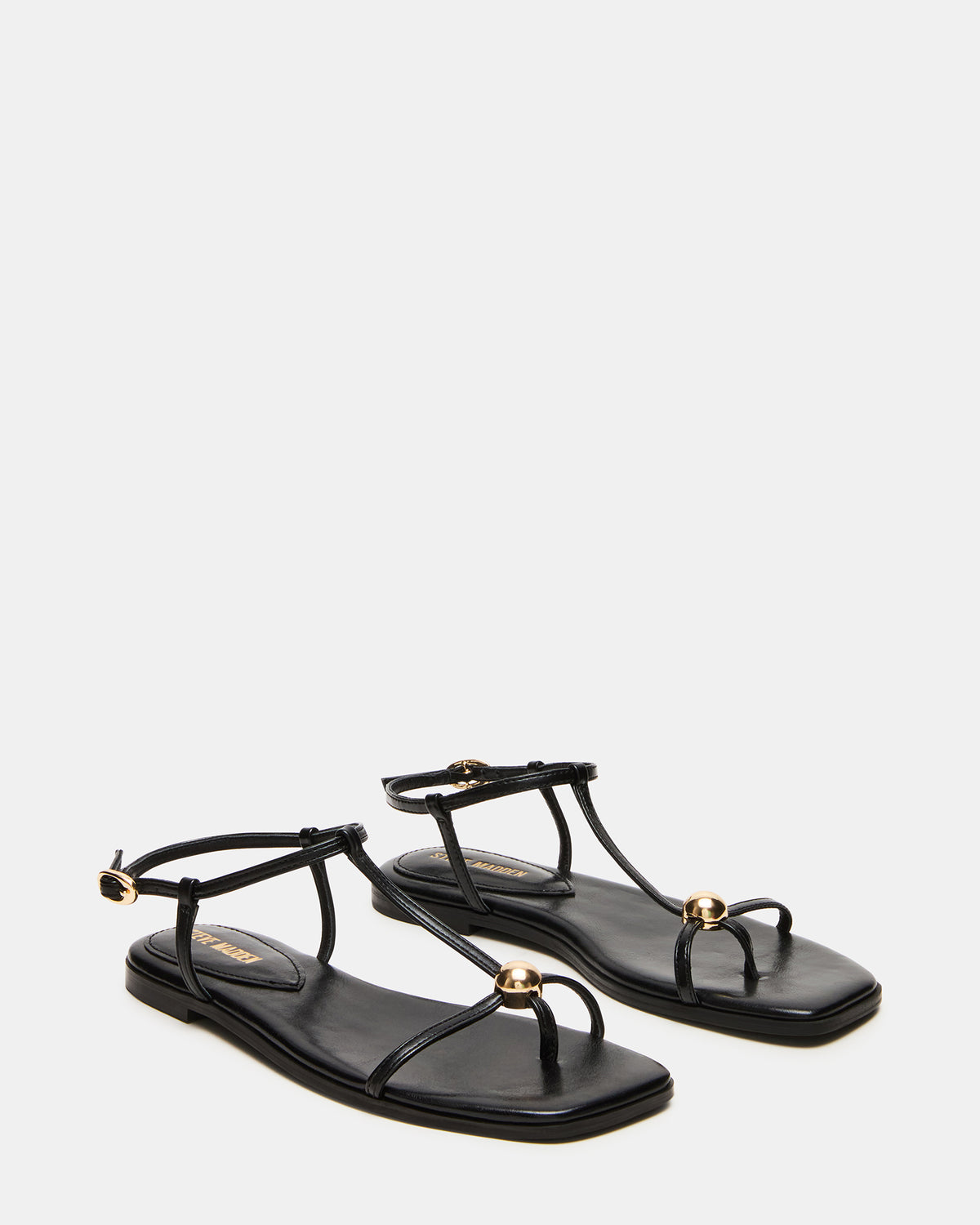 RITZY Black Square-Toe Strappy Women's Sandal Steve Madden BLACK
