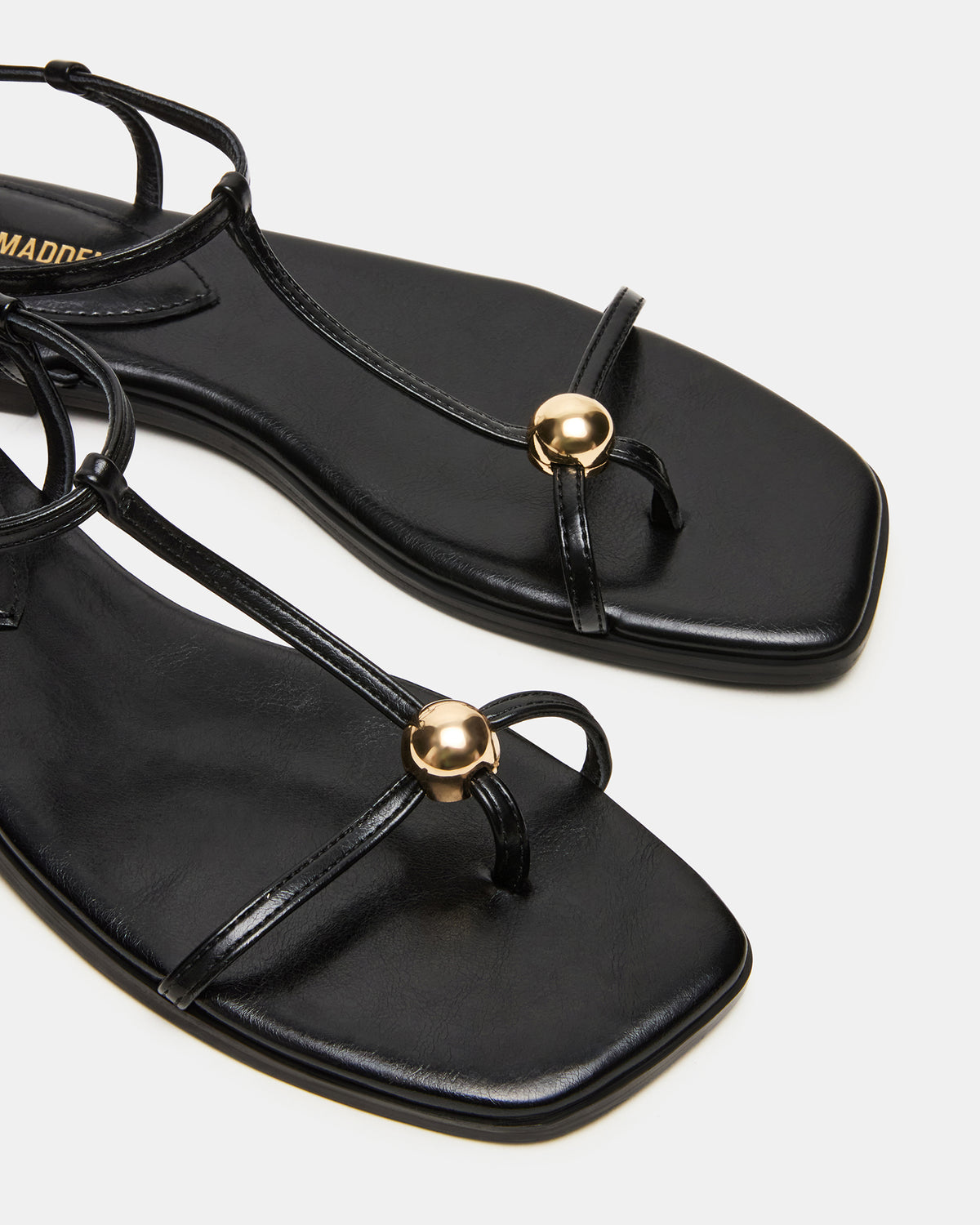 RITZY Black Square-Toe Strappy Women's Sandal Steve Madden BLACK