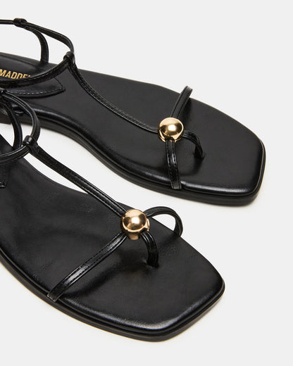 RITZY Black Square-Toe Strappy Women's Sandal Steve Madden BLACK
