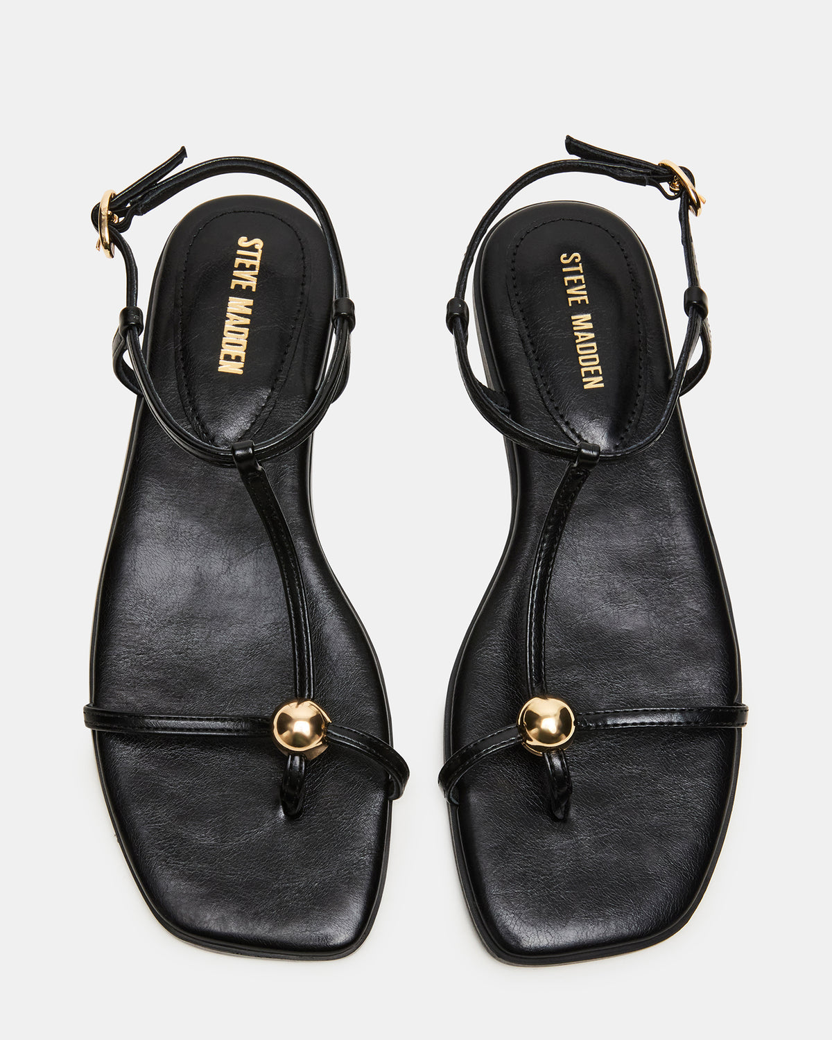 RITZY Black Square-Toe Strappy Women's Sandal Steve Madden BLACK