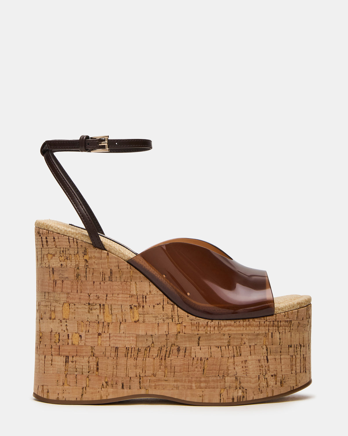 SINAI Brown Square-Toe Platform Wedge Strappy Women's Sandal Steve Madden BROWN