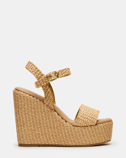 PALM Natural Raffia Platform Wedge Women's Sandal Steve Madden NATURAL RAFFIA