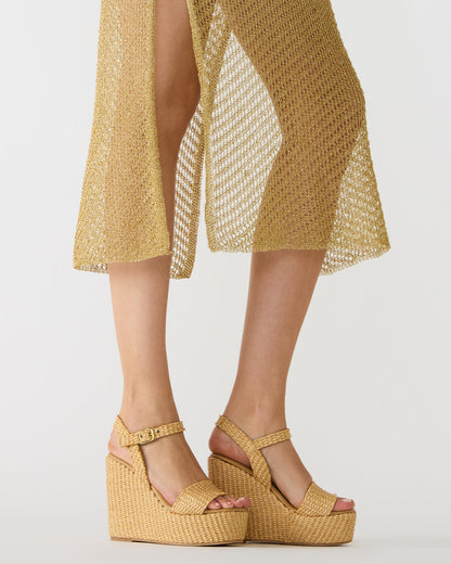 PALM Natural Raffia Platform Wedge Women's Sandal Steve Madden NATURAL RAFFIA