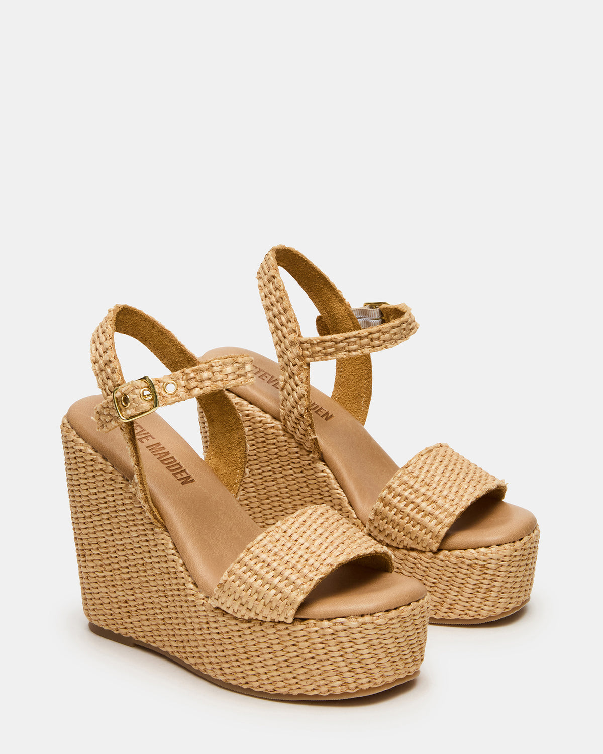 PALM Natural Raffia Platform Wedge Women's Sandal Steve Madden NATURAL RAFFIA
