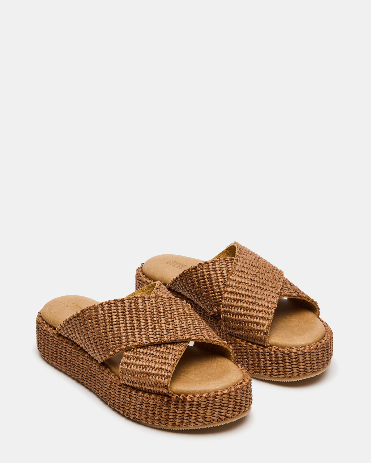 TULUM Brown Raffia Platform Flatform Women's Sandal Steve Madden BROWN RAFFIA