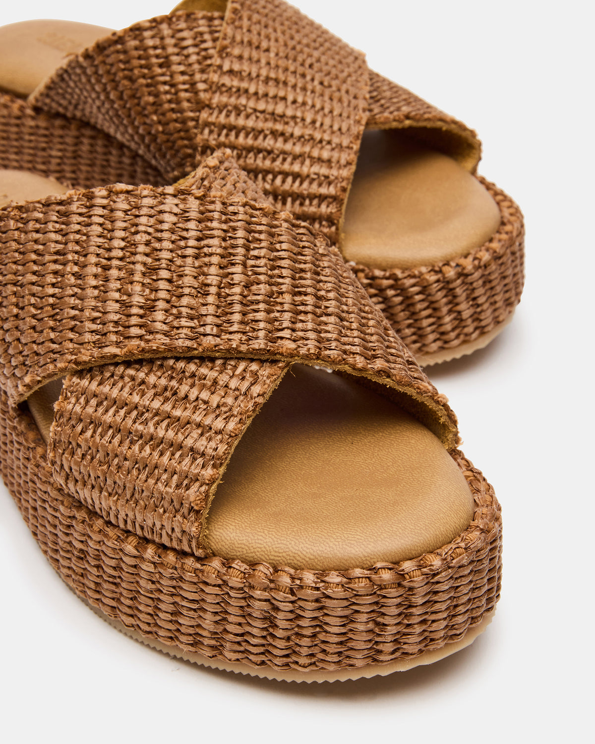 TULUM Brown Raffia Platform Flatform Women's Sandal Steve Madden BROWN RAFFIA