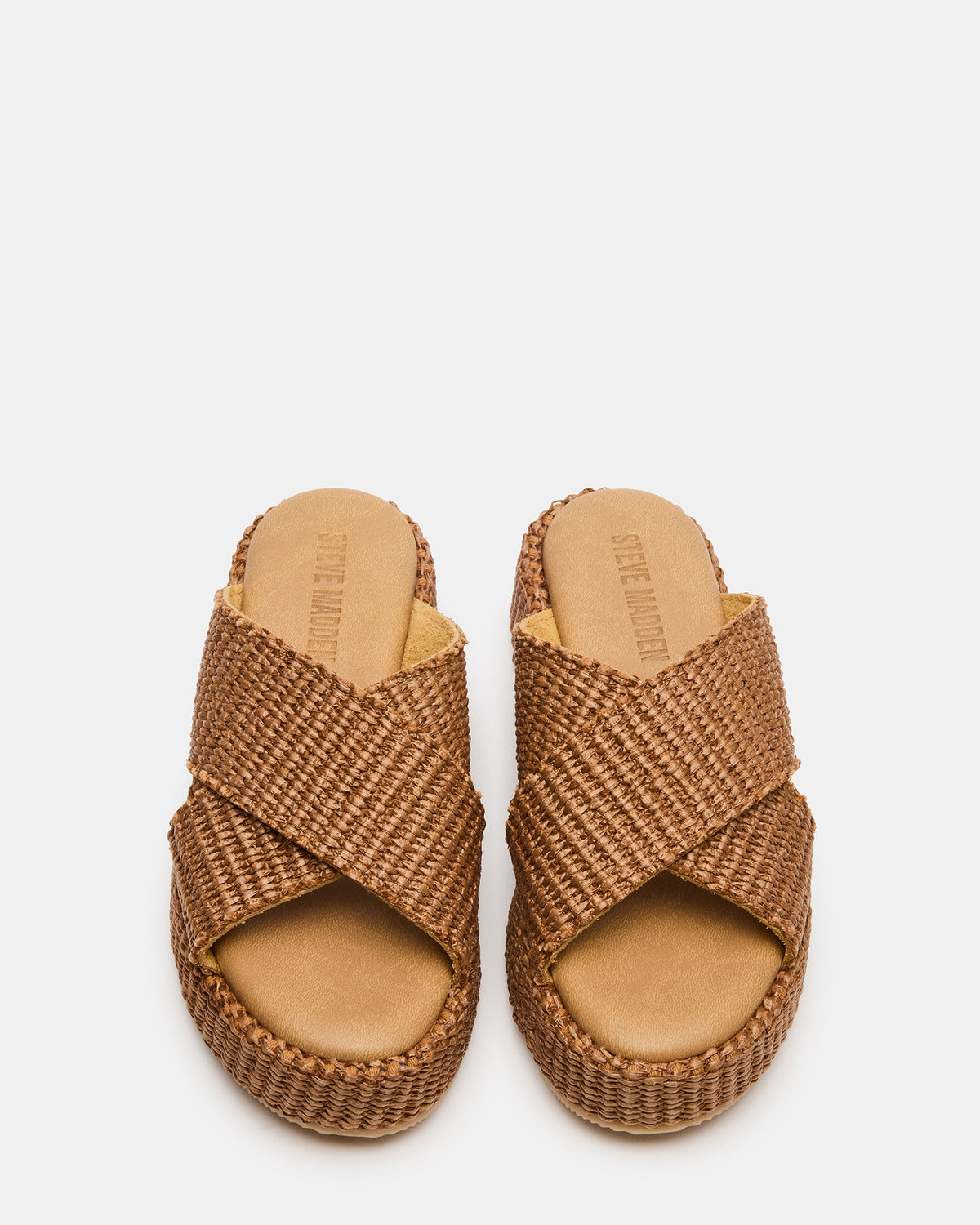 TULUM Brown Raffia Platform Flatform Women's Sandal Steve Madden BROWN RAFFIA