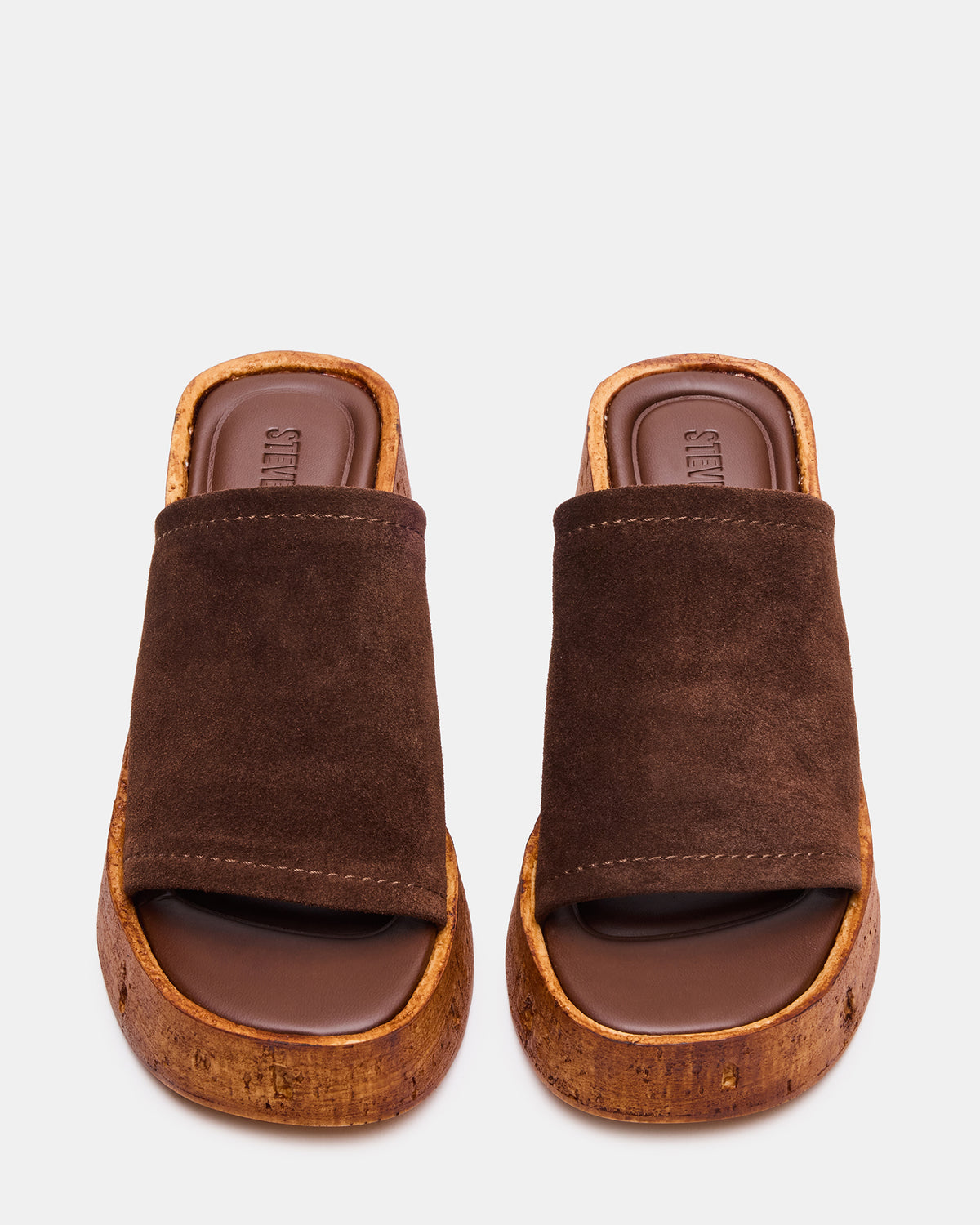 CELLAR Brown Suede Platform Wedge Square-Toe Women's Sandal Steve Madden BROWN SUEDE