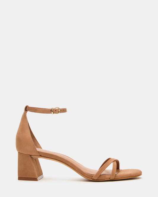 RAE Tan Nubuck Strappy Block Heel Women's Sandal