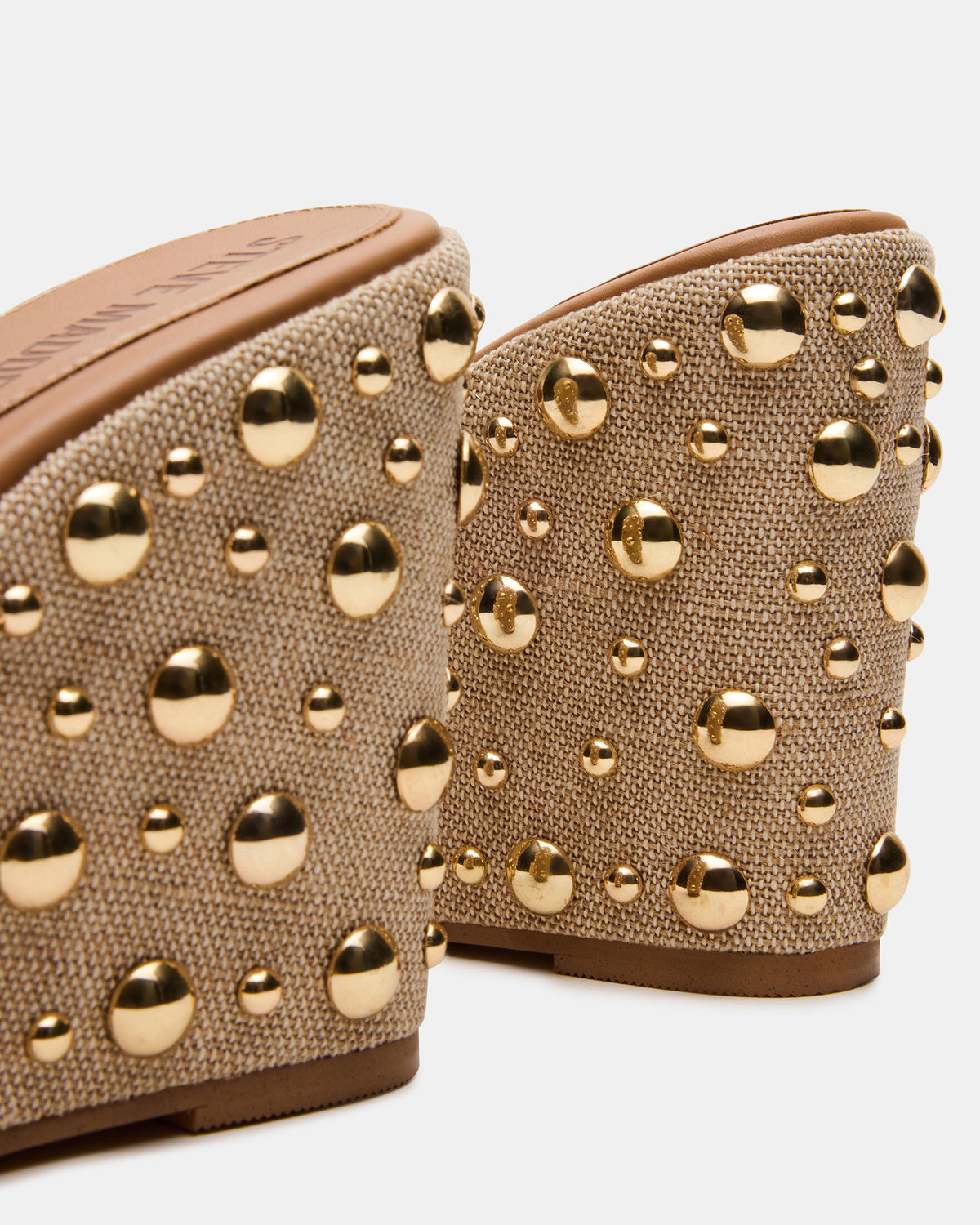 CAYMAN Natural Mini Studs Platform Square-Toe Wedge Women's Sandal Steve Madden NATURAL MULTI