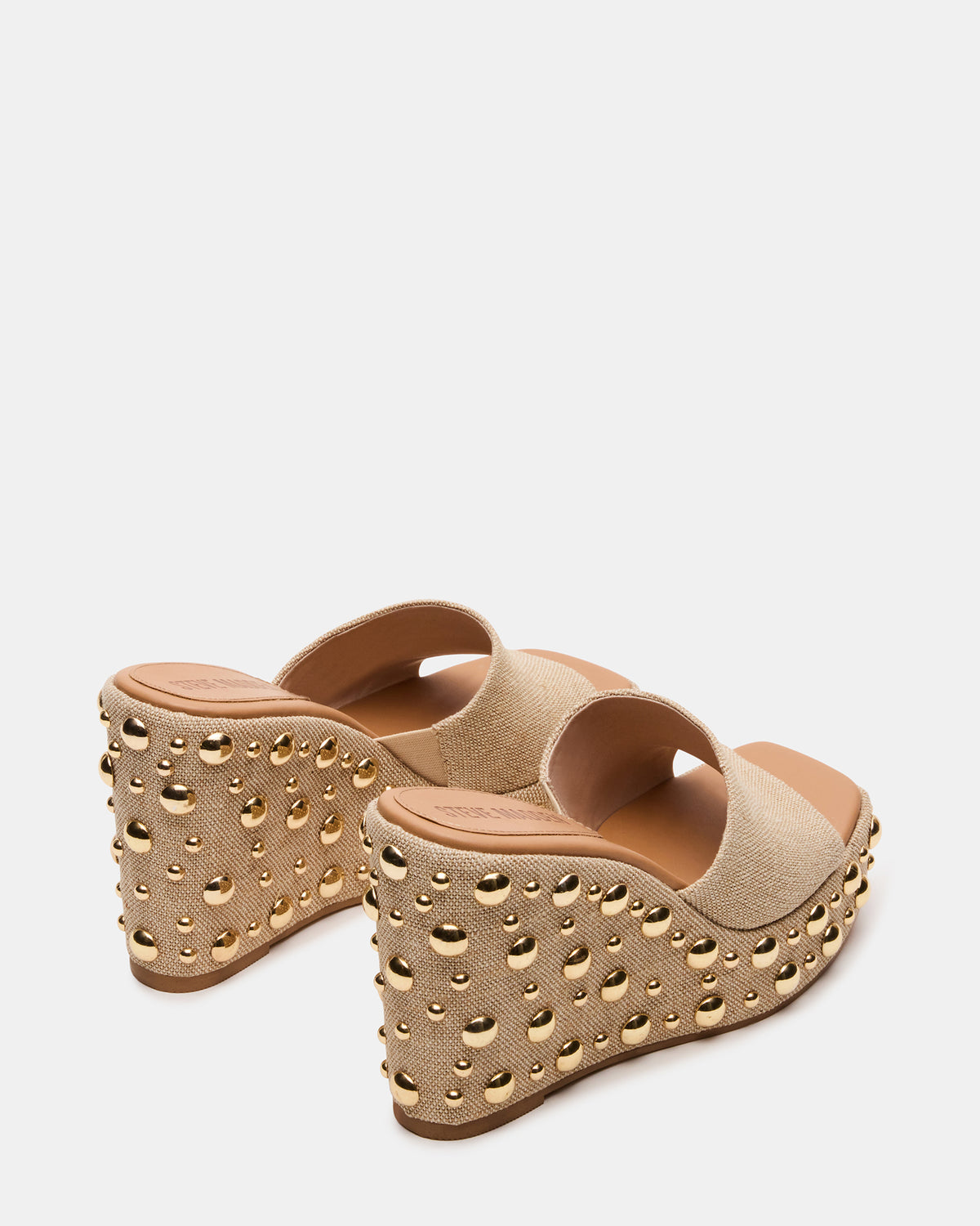 CAYMAN Natural Mini Studs Platform Square-Toe Wedge Women's Sandal Steve Madden NATURAL MULTI
