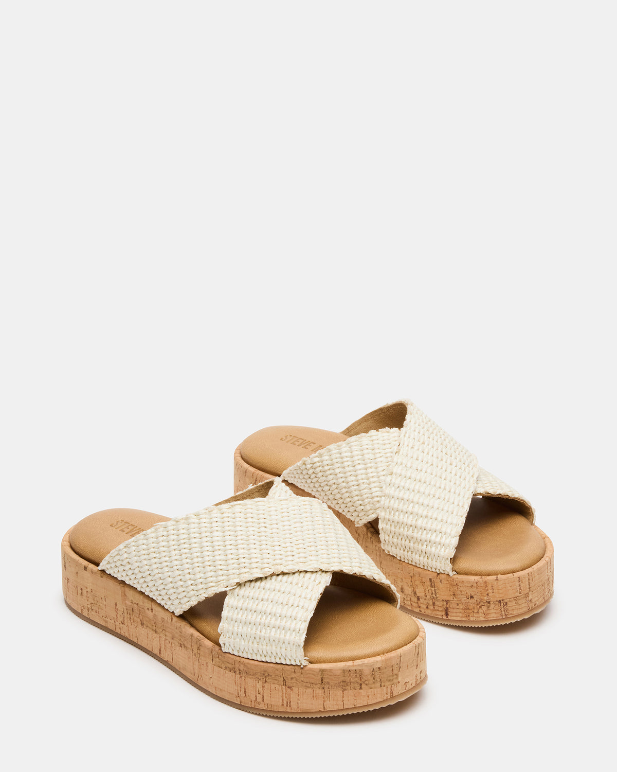 TULUM Bone Raffia Platform Flatform Women's Sandal Steve Madden BONE RAFFIA