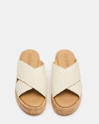TULUM Bone Raffia Platform Flatform Women's Sandal Steve Madden BONE RAFFIA
