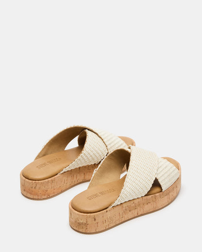 TULUM Bone Raffia Platform Flatform Women's Sandal Steve Madden BONE RAFFIA