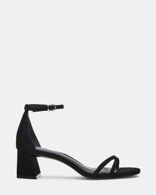 RAE Black Nubuck Strappy Block Heel Women's Sandal